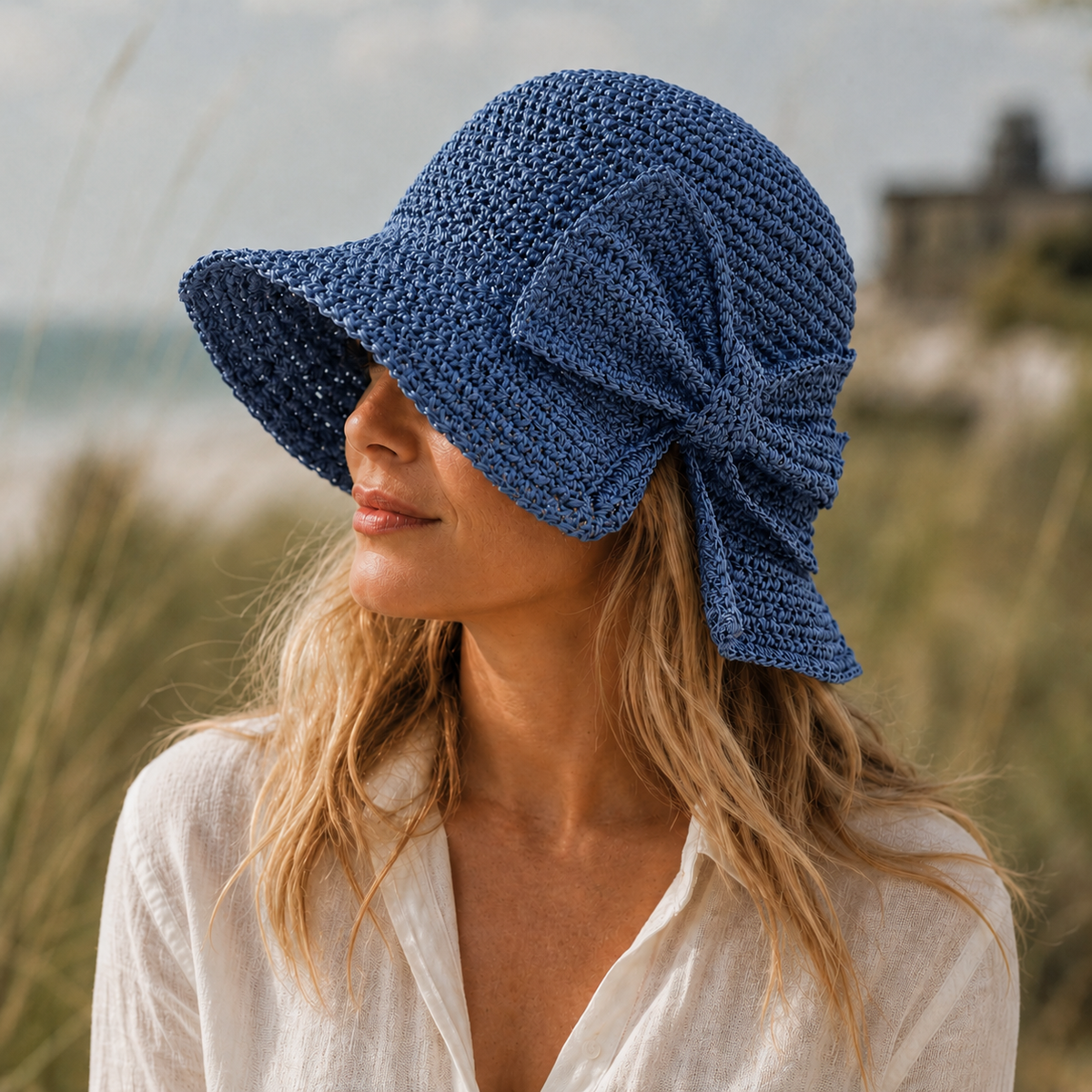 Women's Woven Sun Hat – Short Brim, Side Bow