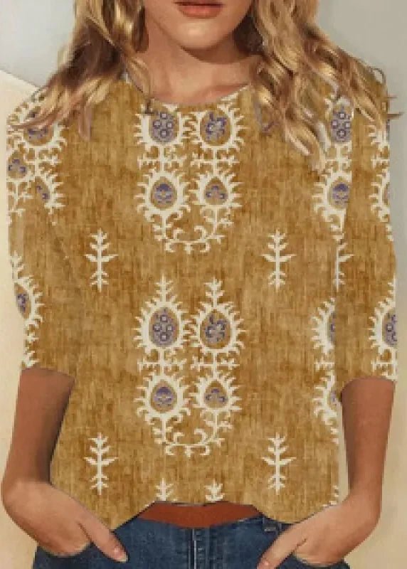 Women's Long Sleeve Knit Top – Ombré Floral Crew Neck