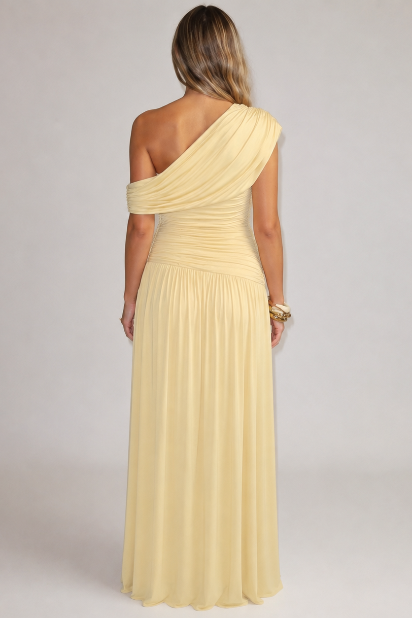 Women's Maternity Maxi Dress – Asymmetric Neckline