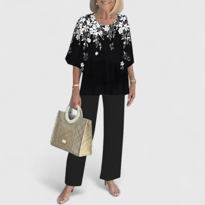 Women's Two-Piece Pants Set – Half Sleeve Wide-Leg