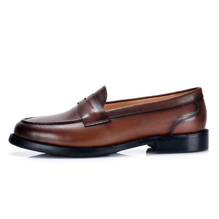 Men's Leather Penny Loafer – Moc-Toe Almond Toe