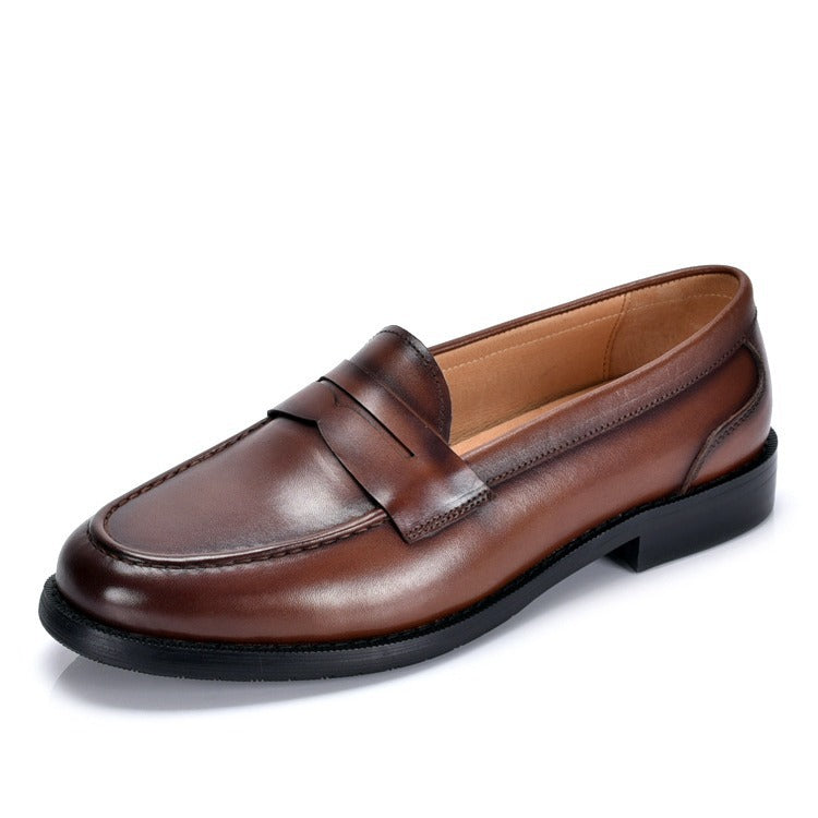 Men's Leather Penny Loafer – Moc-Toe Almond Toe
