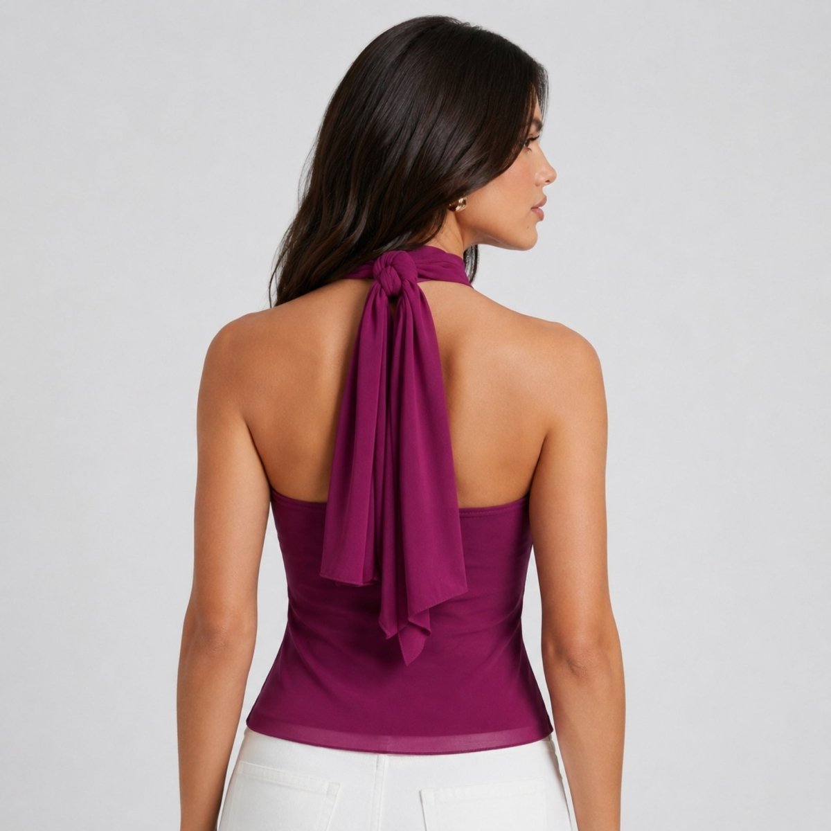 Women's Ruffle Halter Top – Cascading Layered Drape