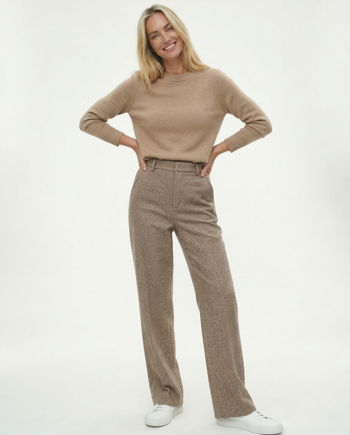 Women's Wool-Blend Pants – High-Waist Straight Leg