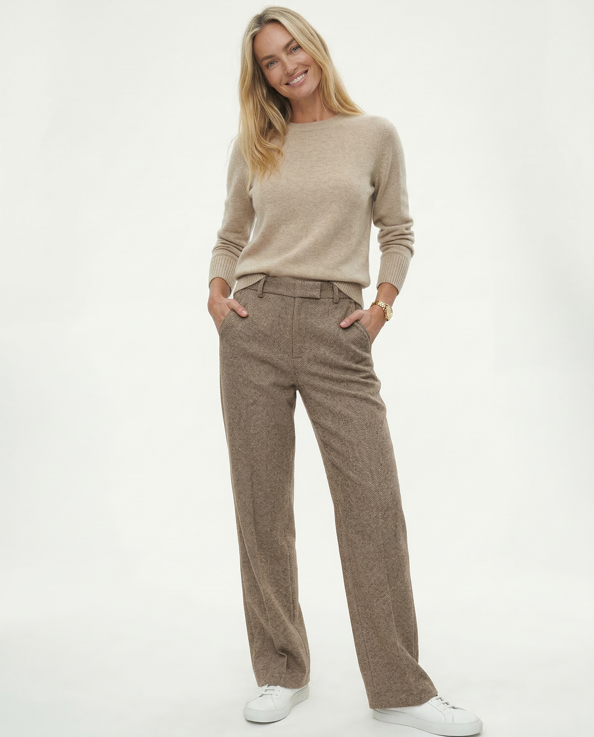 Women's Wool-Blend Pants – High-Waist Straight Leg
