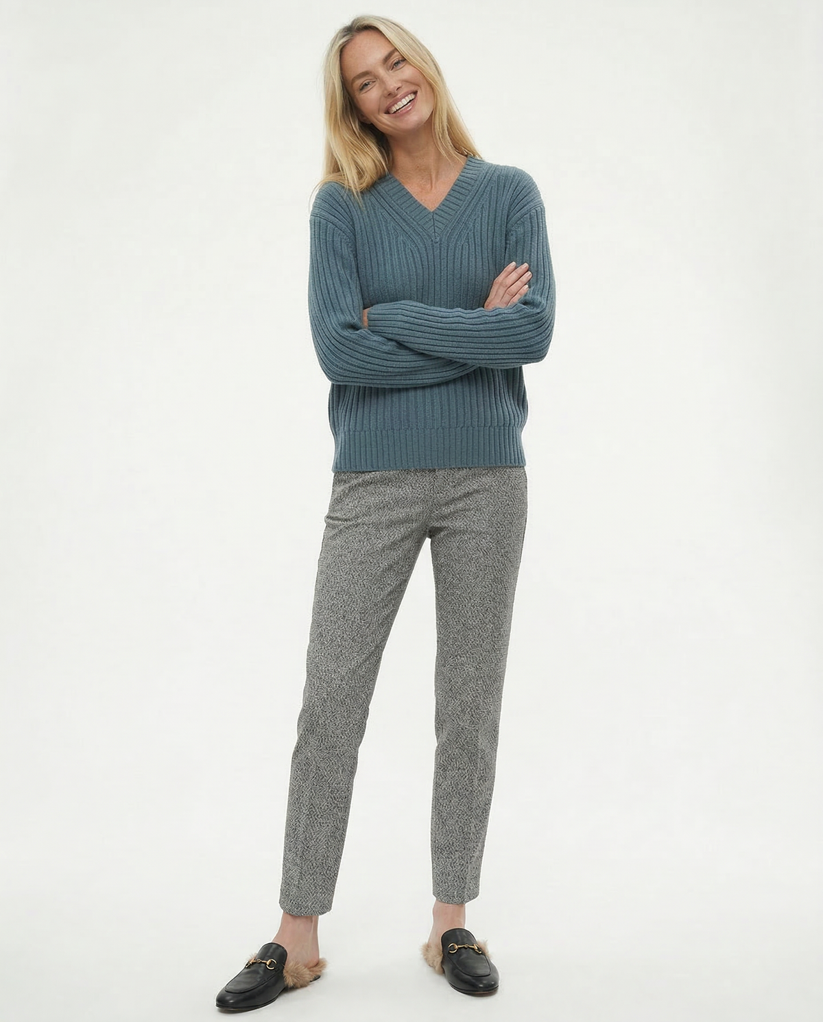 Women's Wool-Blend Pants – High-Waist Straight Leg
