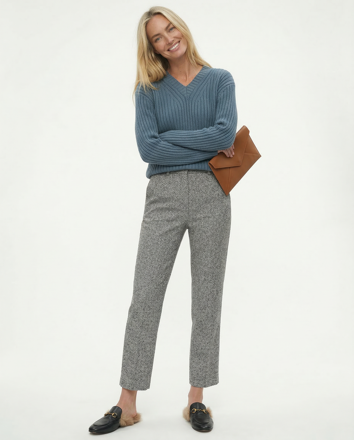 Women's Wool-Blend Pants – High-Waist Straight Leg
