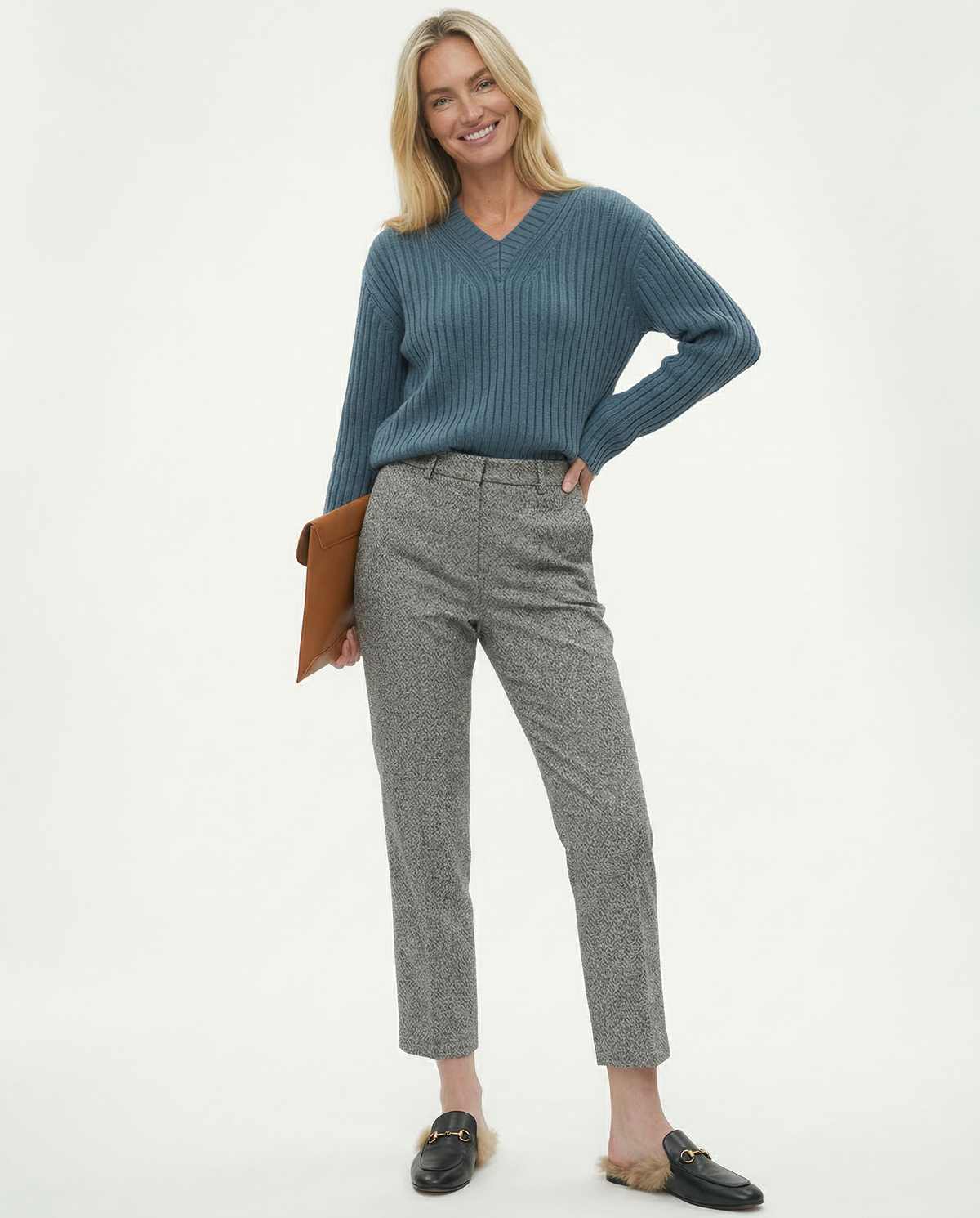 Women's Wool-Blend Pants – High-Waist Straight Leg