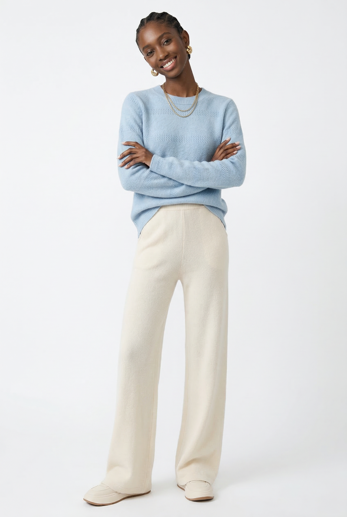 Women's Merino Wool Wide-Leg Pants – High-Rise Knit