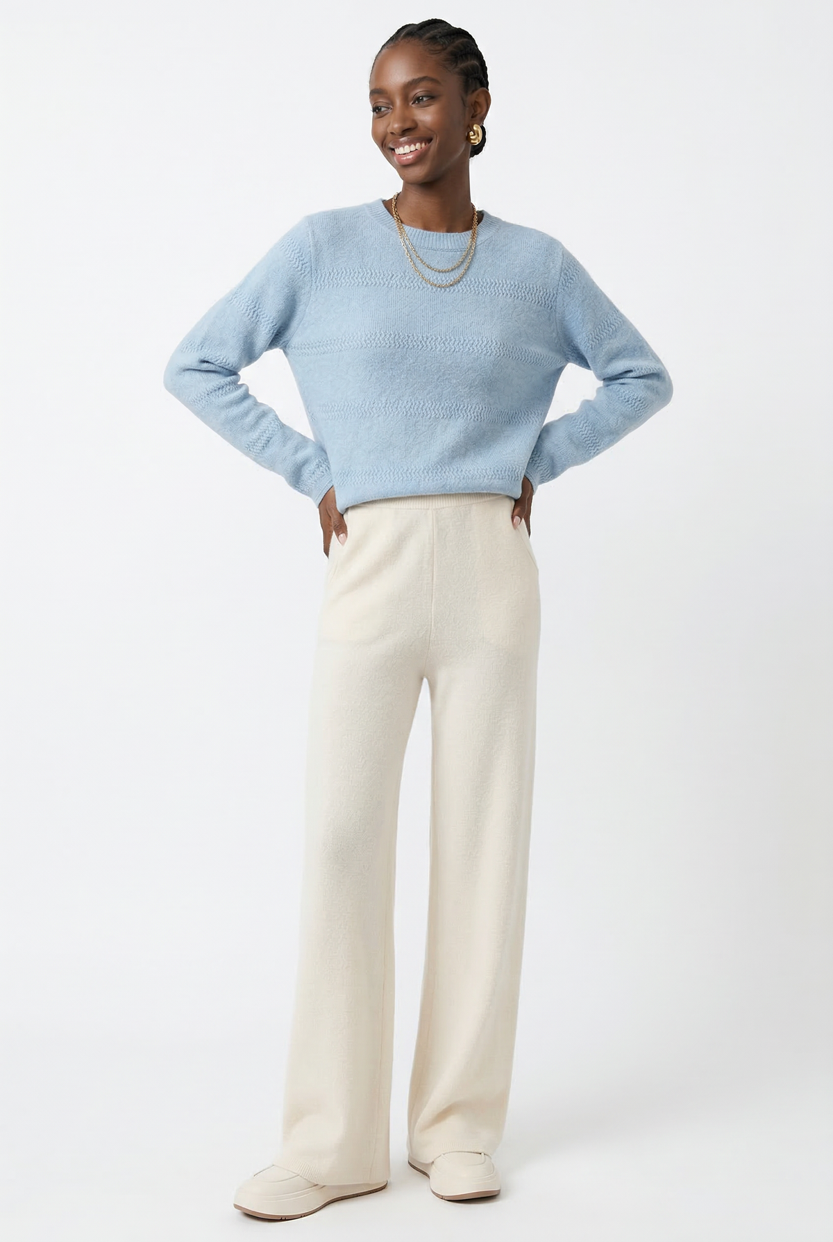 Women's Merino Wool Wide-Leg Pants – High-Rise Knit