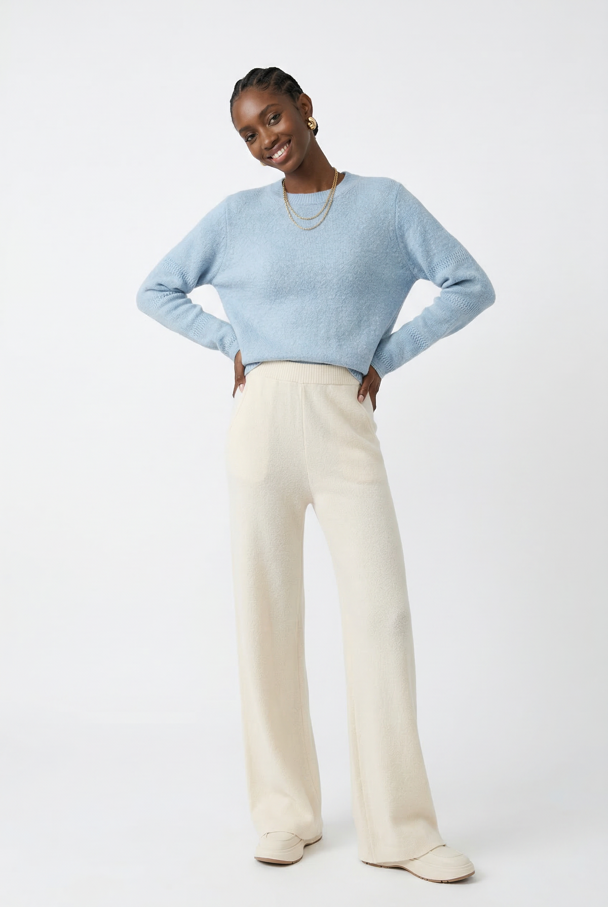 Women's Merino Wool Wide-Leg Pants – High-Rise Knit