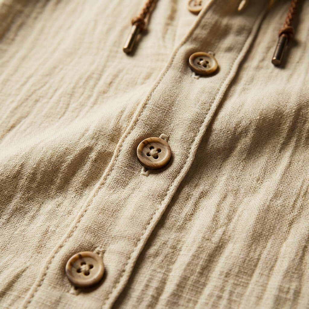 Men's Cotton-Linen Hooded Jacket – Lightweight Button Front