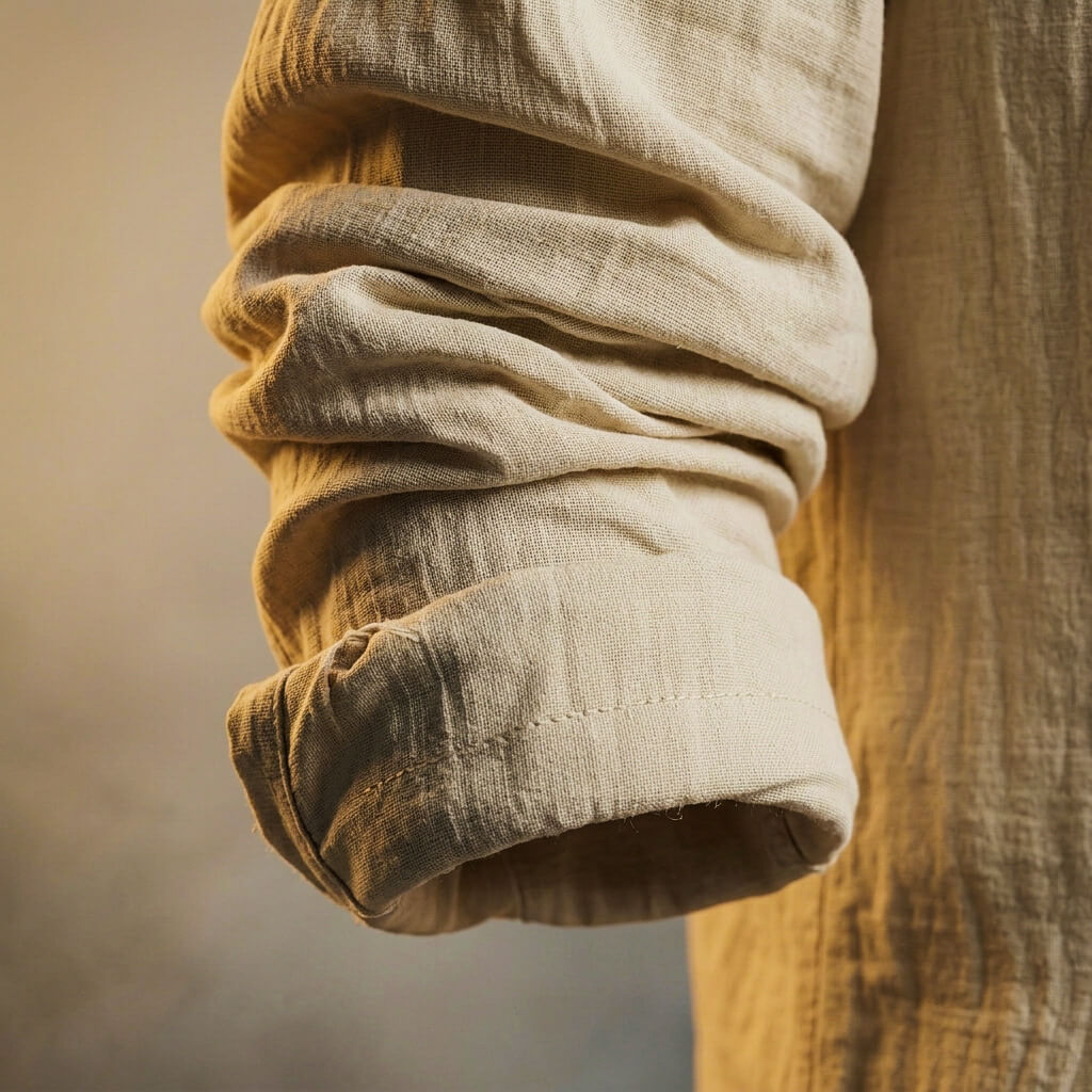 Men's Cotton-Linen Hooded Jacket – Lightweight Button Front