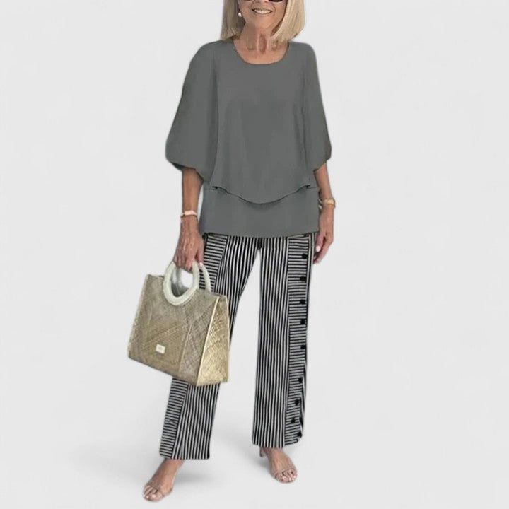 Women's Two-Piece Pants Set – Half Sleeve Wide-Leg
