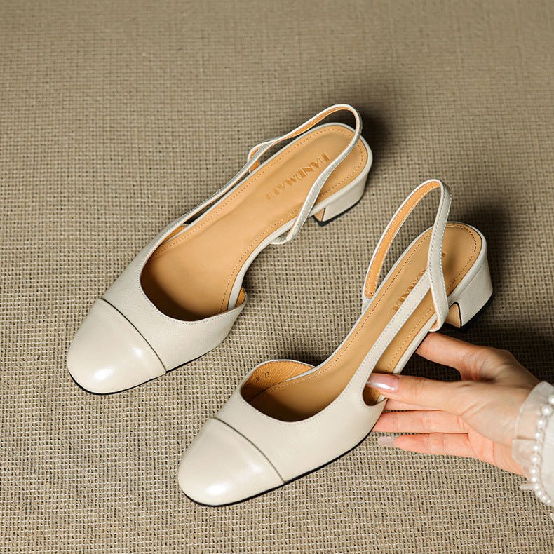 Women's Leather Slingback Pumps – Almond Toe