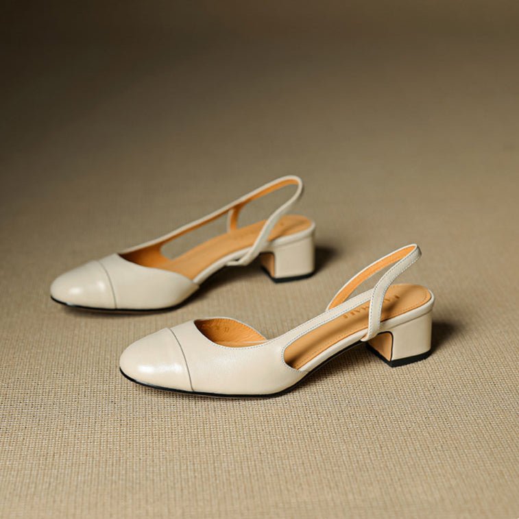 Women's Leather Slingback Pumps – Almond Toe
