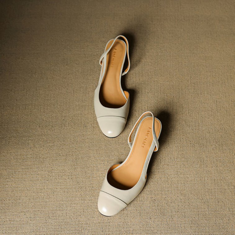 Women's Leather Slingback Pumps – Almond Toe