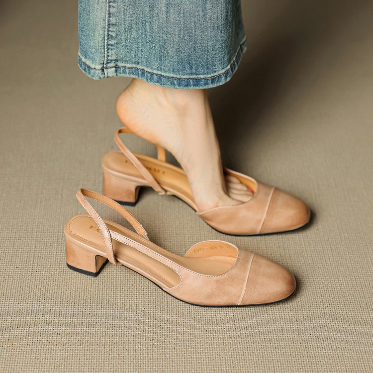 Women's Leather Slingback Pumps – Almond Toe