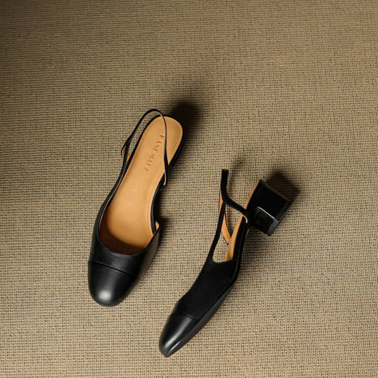 Women's Leather Slingback Pumps – Almond Toe