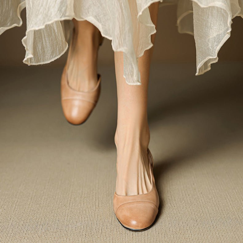 Women's Leather Slingback Pumps – Almond Toe