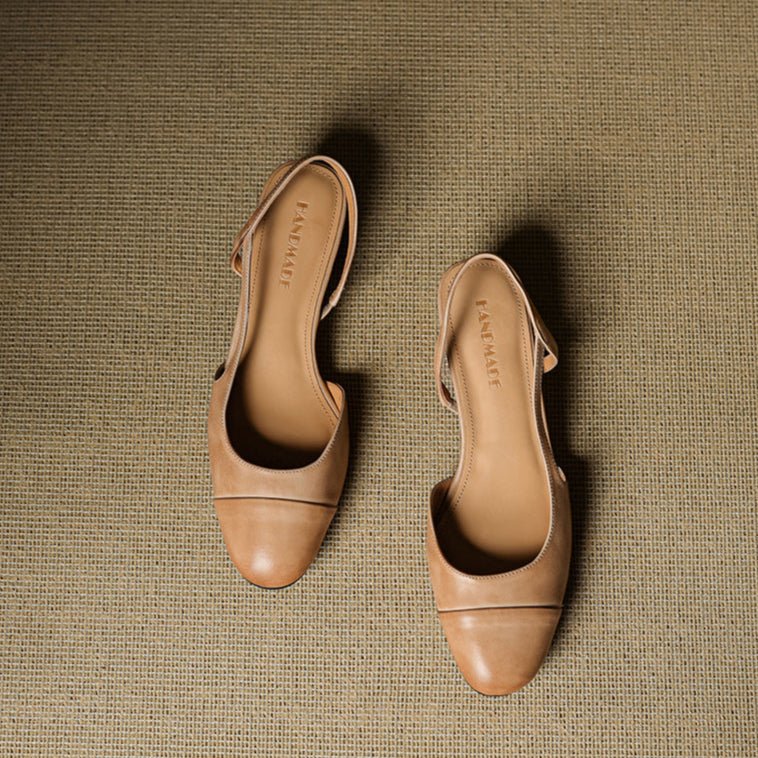 Women's Leather Slingback Pumps – Almond Toe