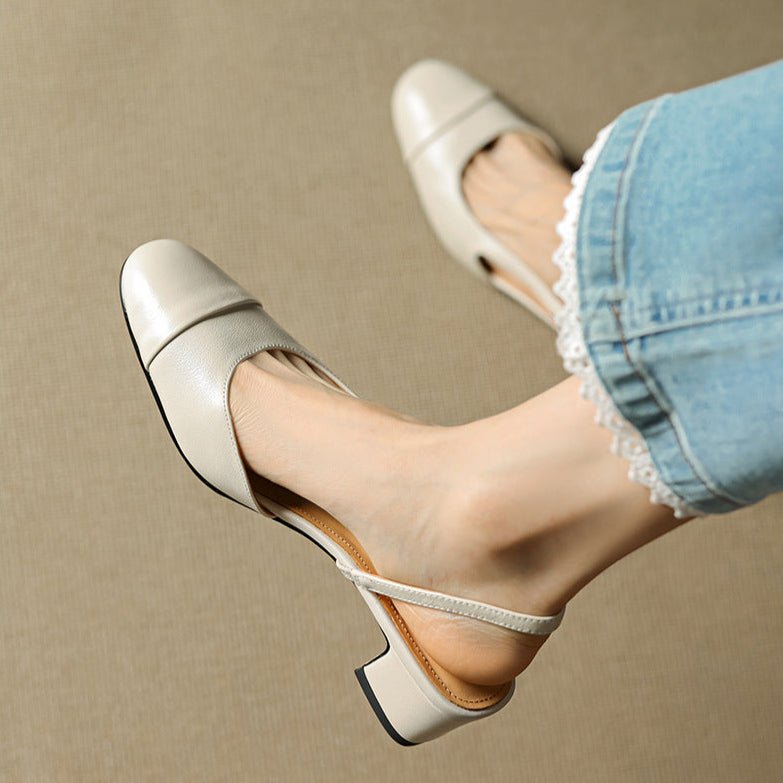Women's Leather Slingback Pumps – Almond Toe