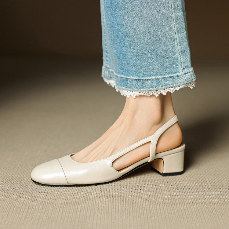 Women's Leather Slingback Pumps – Almond Toe