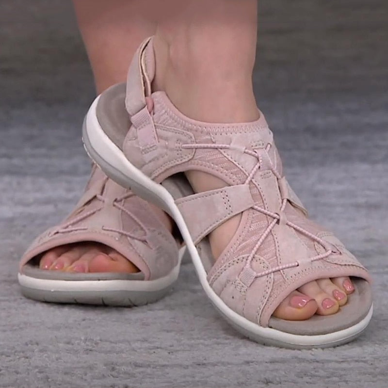 Women's Wedge Sandals – Cushioned Hook-and-Loop Strap