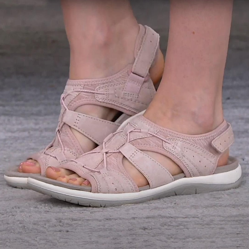 Women's Wedge Sandals – Cushioned Hook-and-Loop Strap