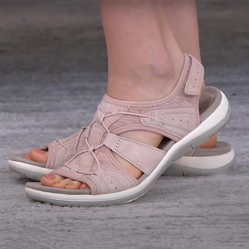 Women's Wedge Sandals – Cushioned Hook-and-Loop Strap