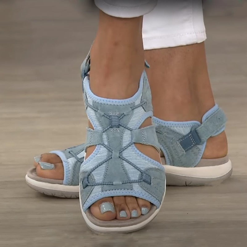 Women's Wedge Sandals – Cushioned Hook-and-Loop Strap