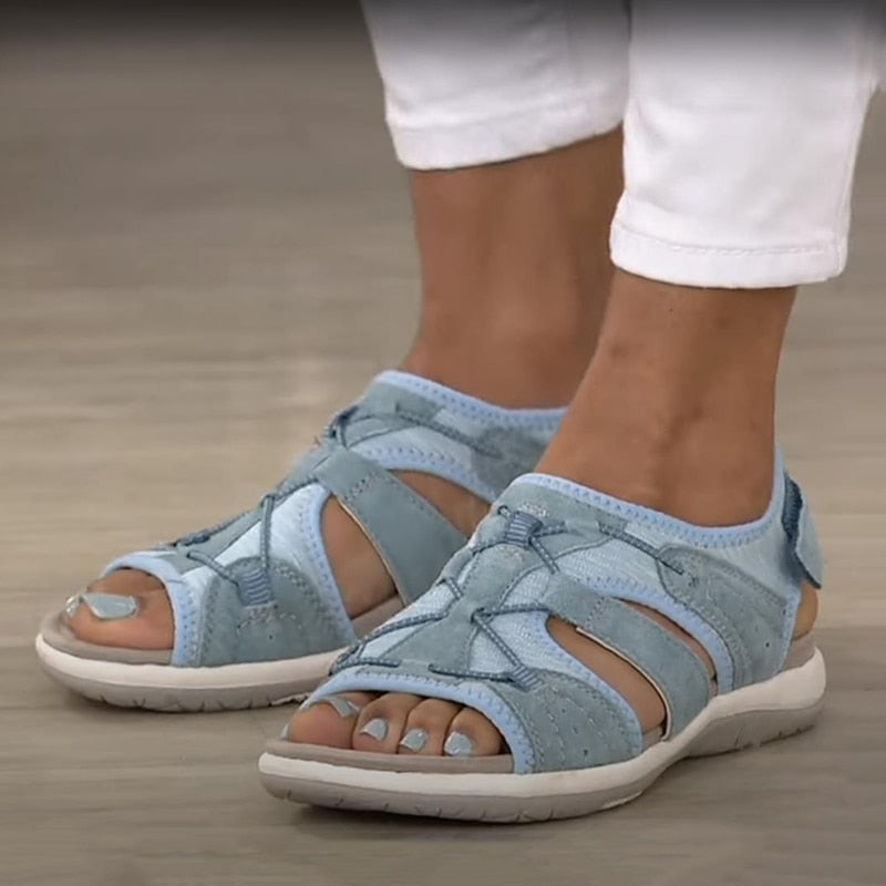 Women's Wedge Sandals – Cushioned Hook-and-Loop Strap