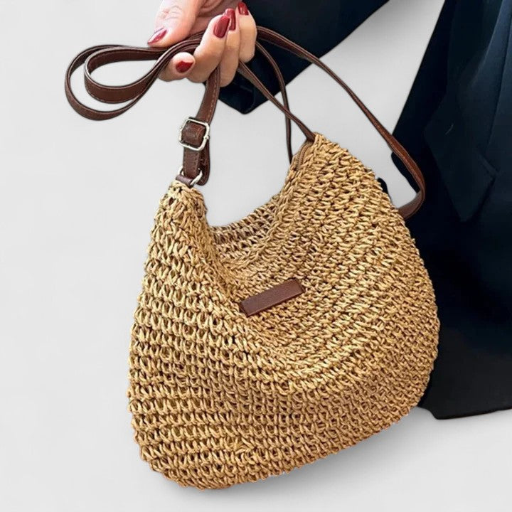 Women's Woven Straw Crossbody Bag – Adjustable Strap