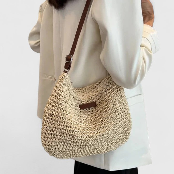 Women's Woven Straw Crossbody Bag – Adjustable Strap