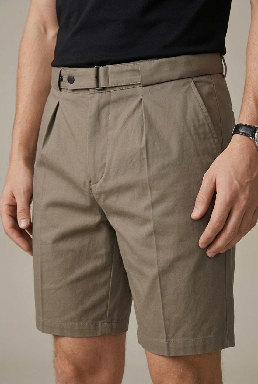 Men's Tailored Chino Shorts – Pleated High-Rise Fit