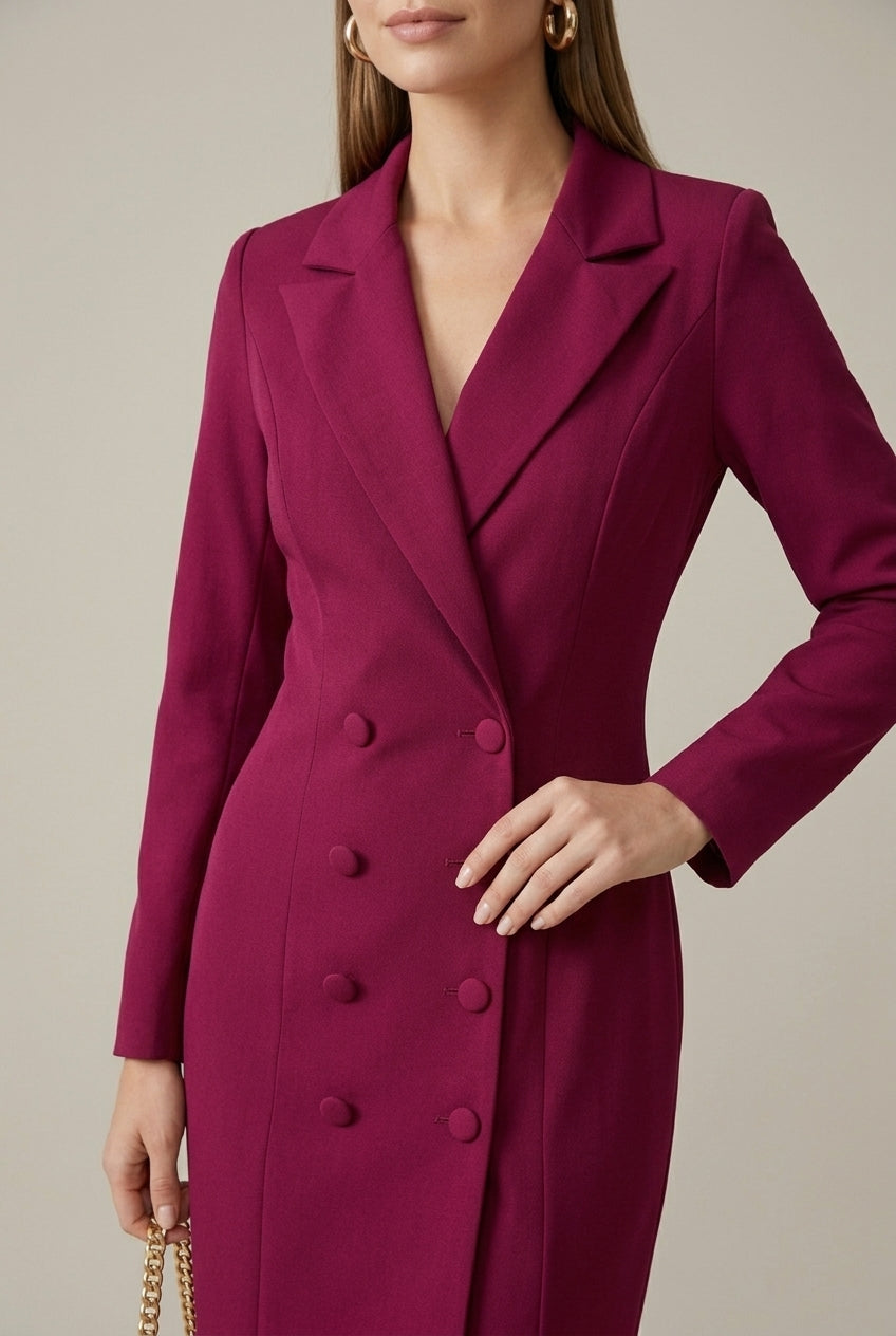 Women's Blazer Dress – Double-Breasted Knee-Length
