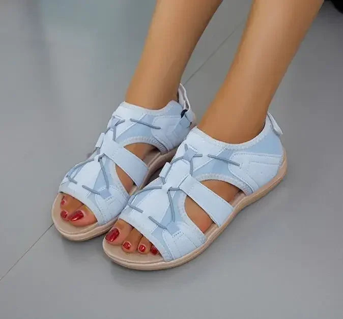 Women's Wedge Sandals – Cushioned Hook-and-Loop Strap