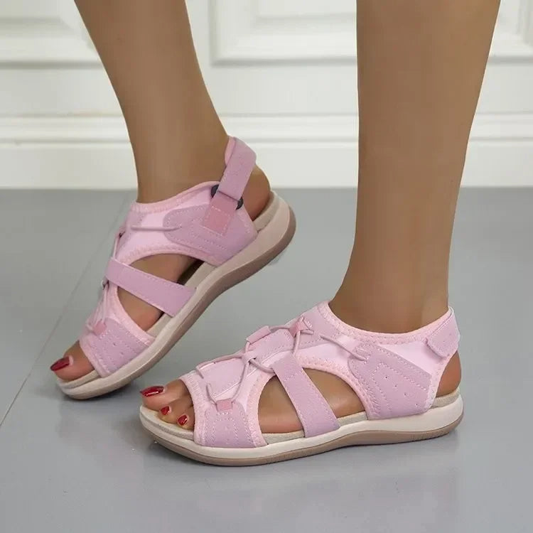 Women's Wedge Sandals – Cushioned Hook-and-Loop Strap