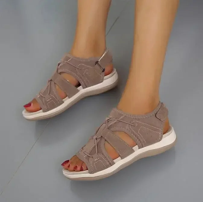 Women's Wedge Sandals – Cushioned Hook-and-Loop Strap