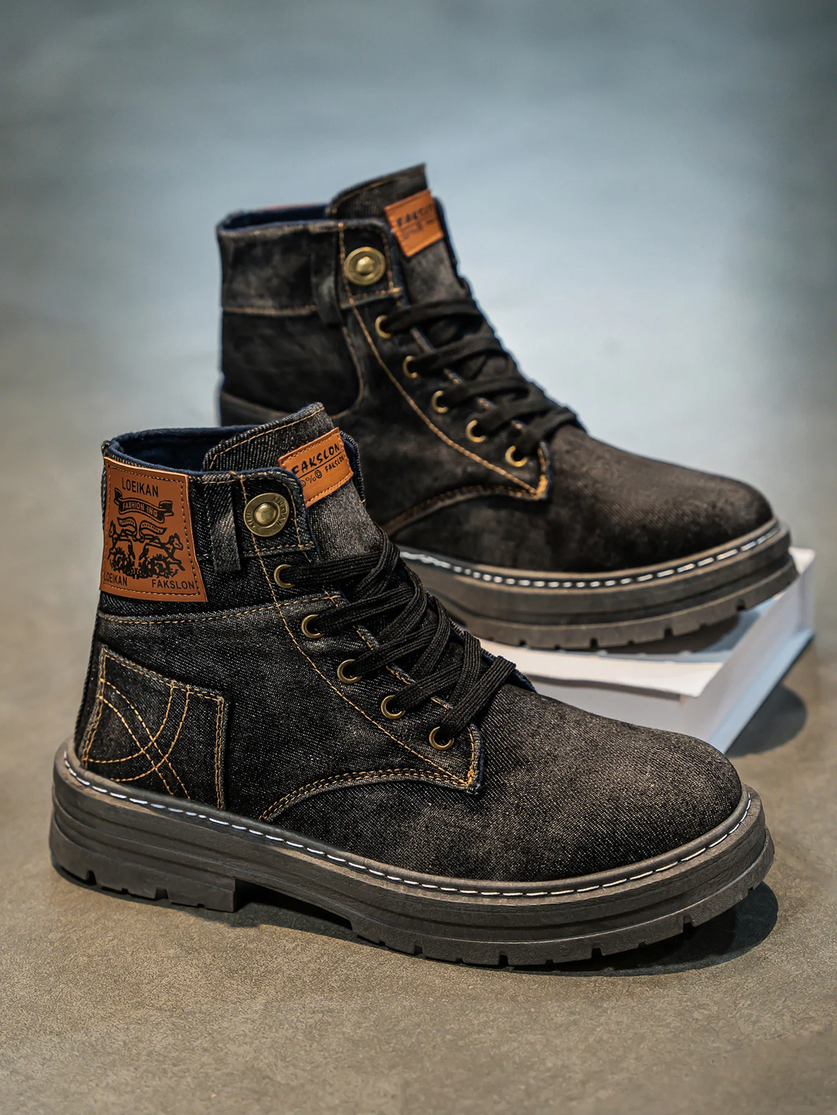 Men's Lace-Up Canvas Boot – Chunky Lug Sole