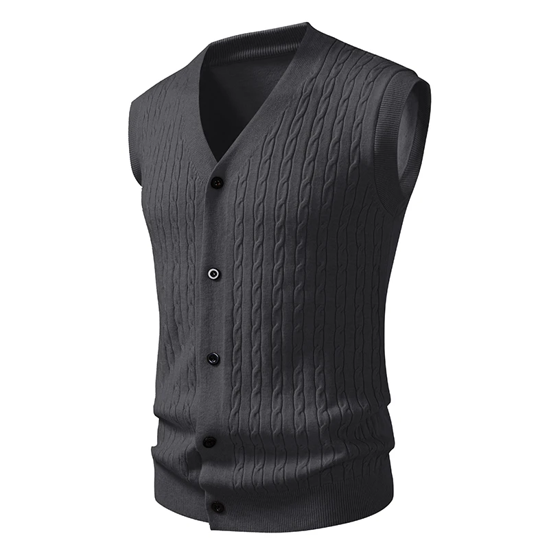 Men's V-Neck Knit Vest – Button-Front 3-Pack