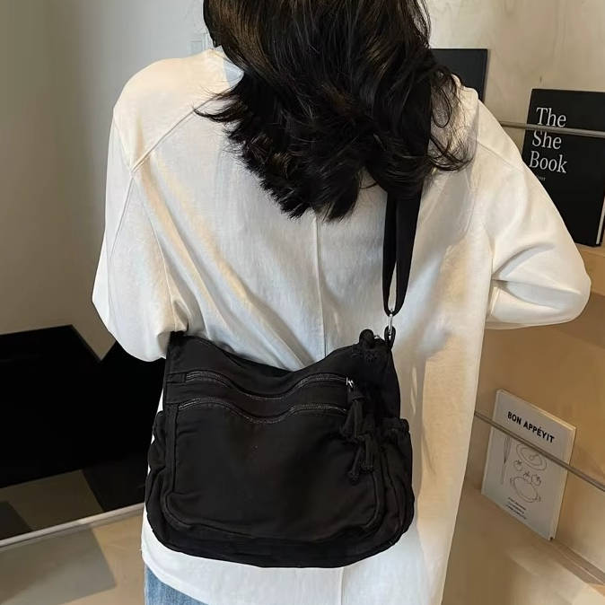 Women's Canvas Crossbody Bag – Retro Multi-Pocket Front