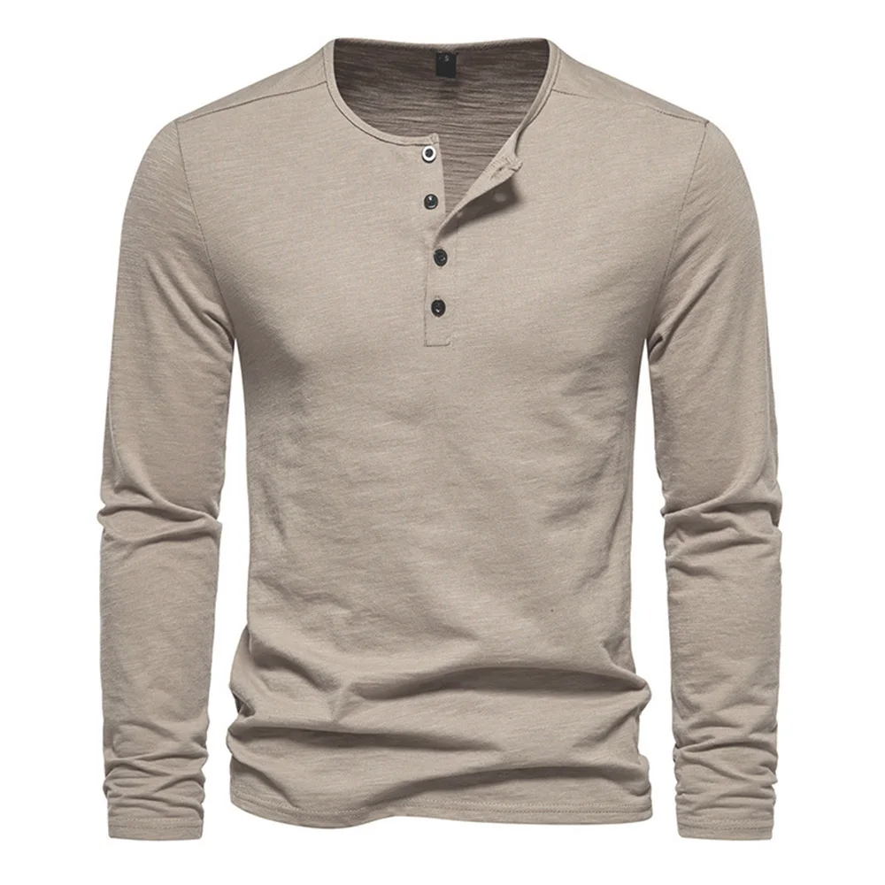 Men's Long-Sleeve Henley T-Shirt – Tailored Relaxed Fit