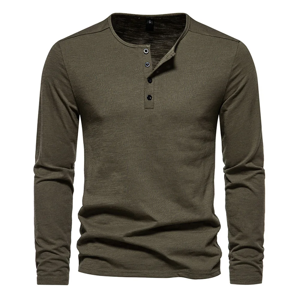 Men's Long-Sleeve Henley T-Shirt – Tailored Relaxed Fit