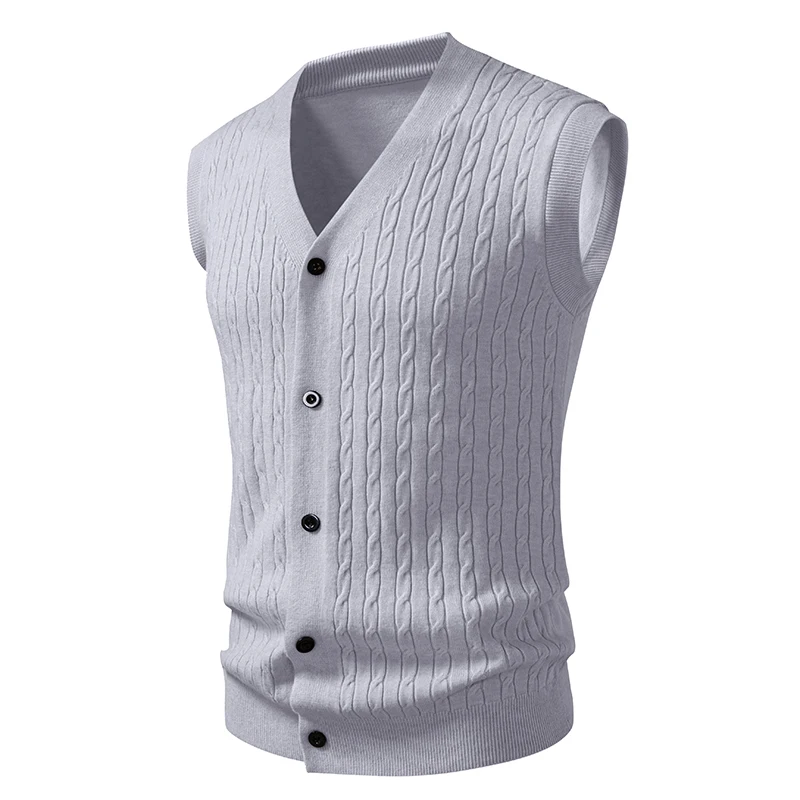 Men's V-Neck Knit Vest – Button-Front 3-Pack
