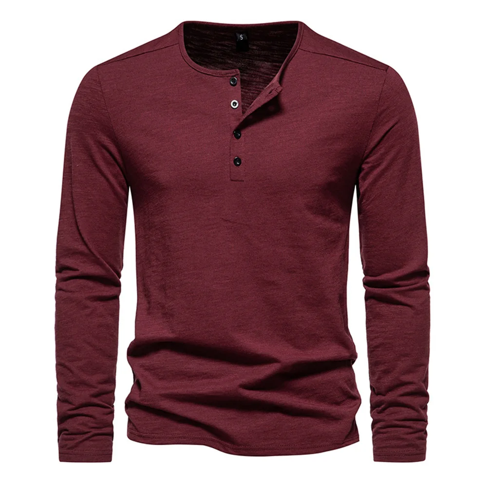 Men's Long-Sleeve Henley T-Shirt – Tailored Relaxed Fit