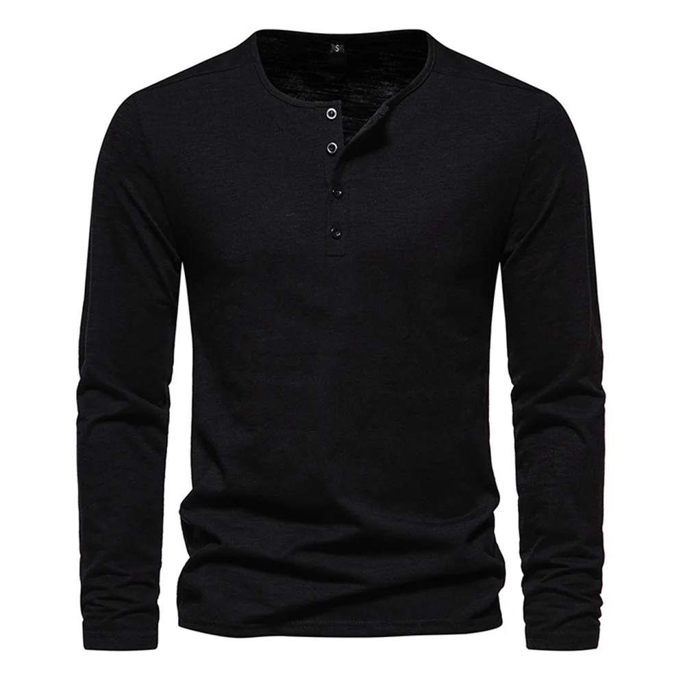 Men's Long-Sleeve Henley T-Shirt – Tailored Relaxed Fit