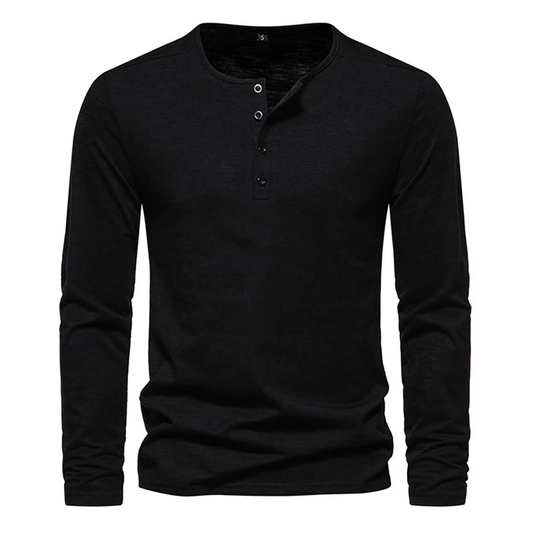 Men's Long-Sleeve Henley T-Shirt – Tailored Relaxed Fit