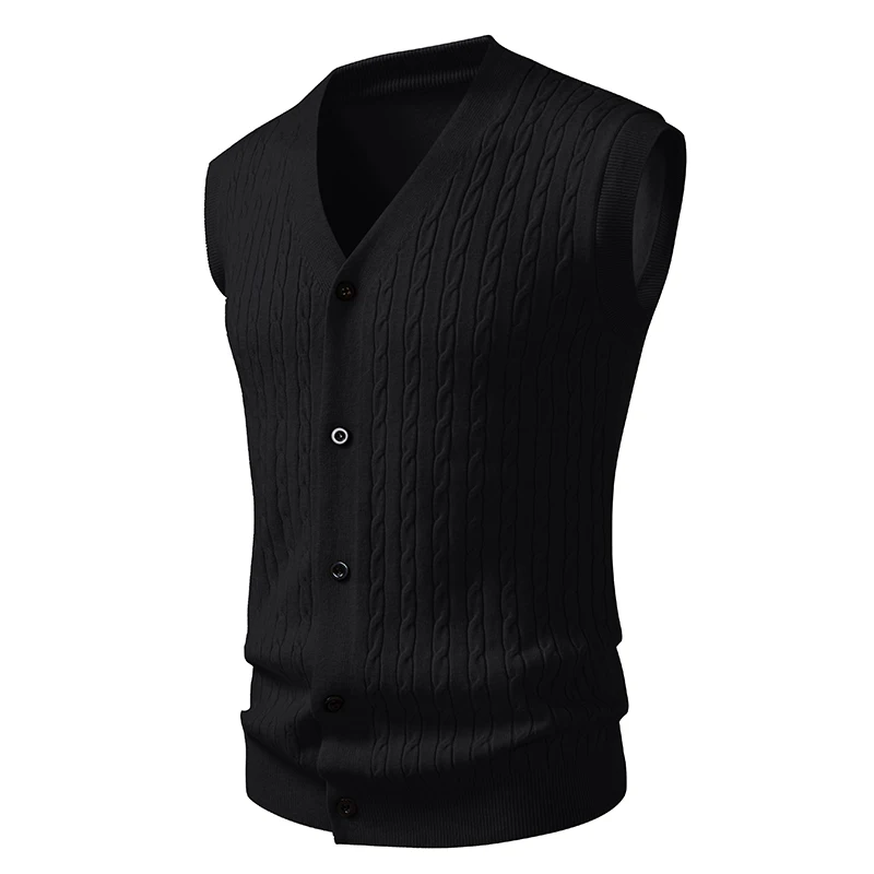 Men's V-Neck Knit Vest – Button-Front 3-Pack