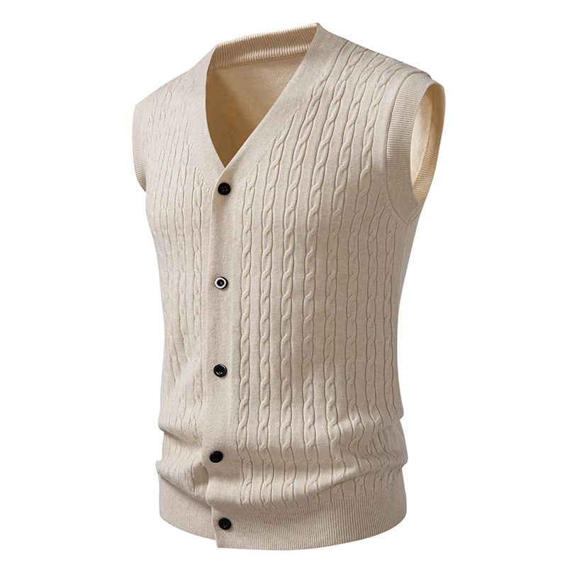 Men's V-Neck Knit Vest – Button-Front 3-Pack